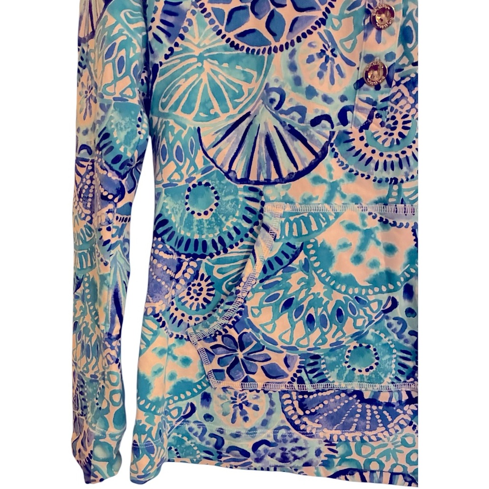 Lilly Pulitzer UPF 50+ Captain Popover Turquoise Oasis Half Shell XS - Picture 4 of 7